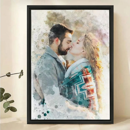 Custom Watercolor Portrait from Photo - Personalized Canvas Wall Art