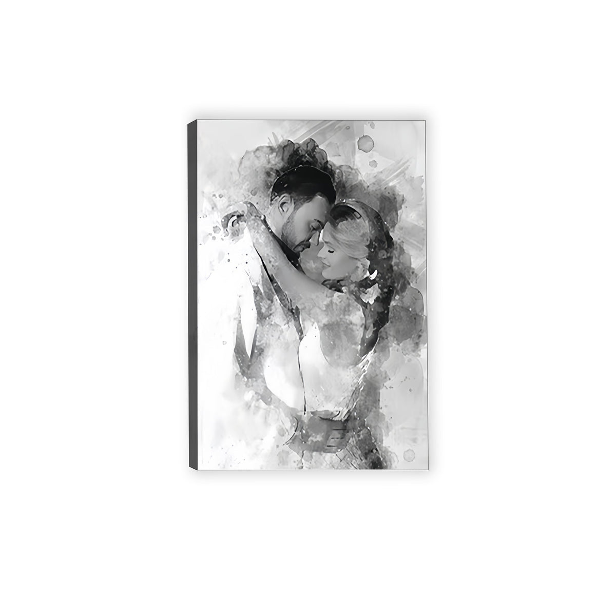 Custom Black and White Watercolor Portrait - Personalized Canvas Art