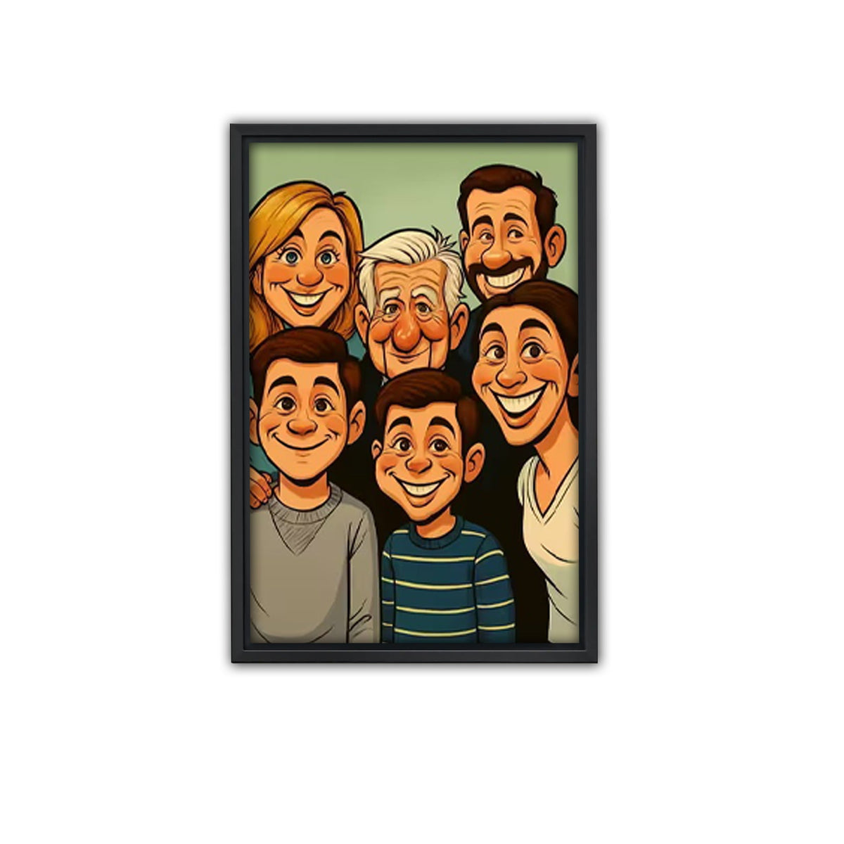 Custom Cartoon Family Portrait from Photo - Personalized Canvas Art