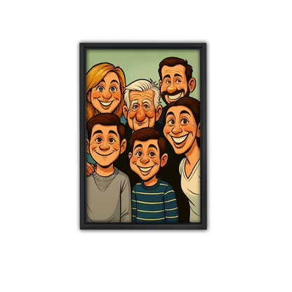 Custom Cartoon Family Portrait from Photo - Personalized Canvas Art