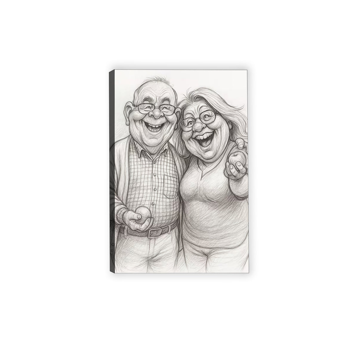 Custom Caricature Portrait from Photo - Black and White Canvas Art
