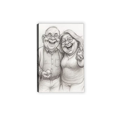 Custom Caricature Portrait from Photo - Black and White Canvas Art
