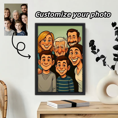 Custom Cartoon Family Portrait from Photo - Personalized Canvas Art