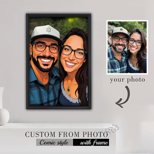 Custom Comic Portrait from Photo - Personalized Cartoon Canvas Art