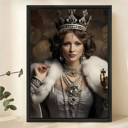 Custom Royal Queen Portrait from Photo - Elegant Canvas Art