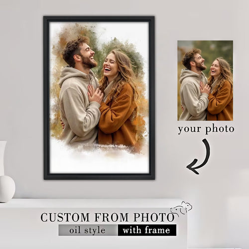Custom Watercolor Portrait from Photo - Personalized Canvas Wall Art