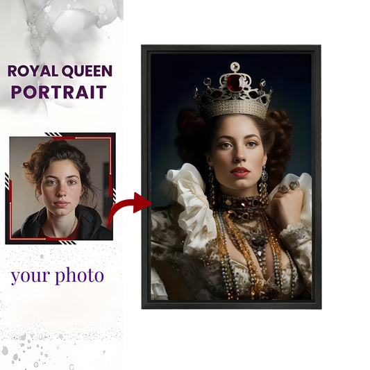 Custom Royal Queen Portrait from Photo - Elegant Canvas Art