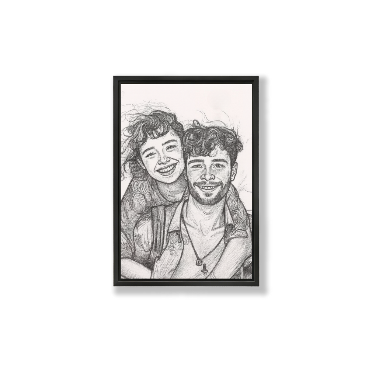 Custom Black and White Sketch Portrait from Photo - Canvas Art