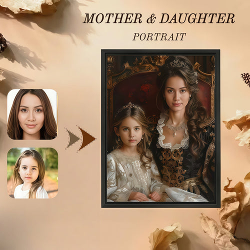 Custom Mother Daughter Portrait - Royal Renaissance Canvas Art
